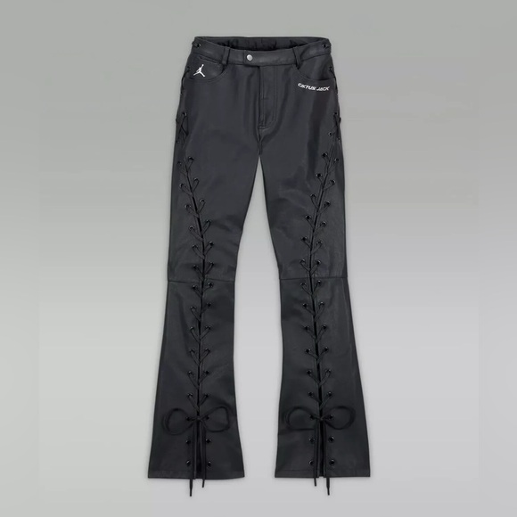 Cactus Jack by Travis Scott Pants - JORDAN X TRAVIS SCOTT CACTUS JACK LACE UP LEATHER PANTS DARK SMOKE GREY NWT 14